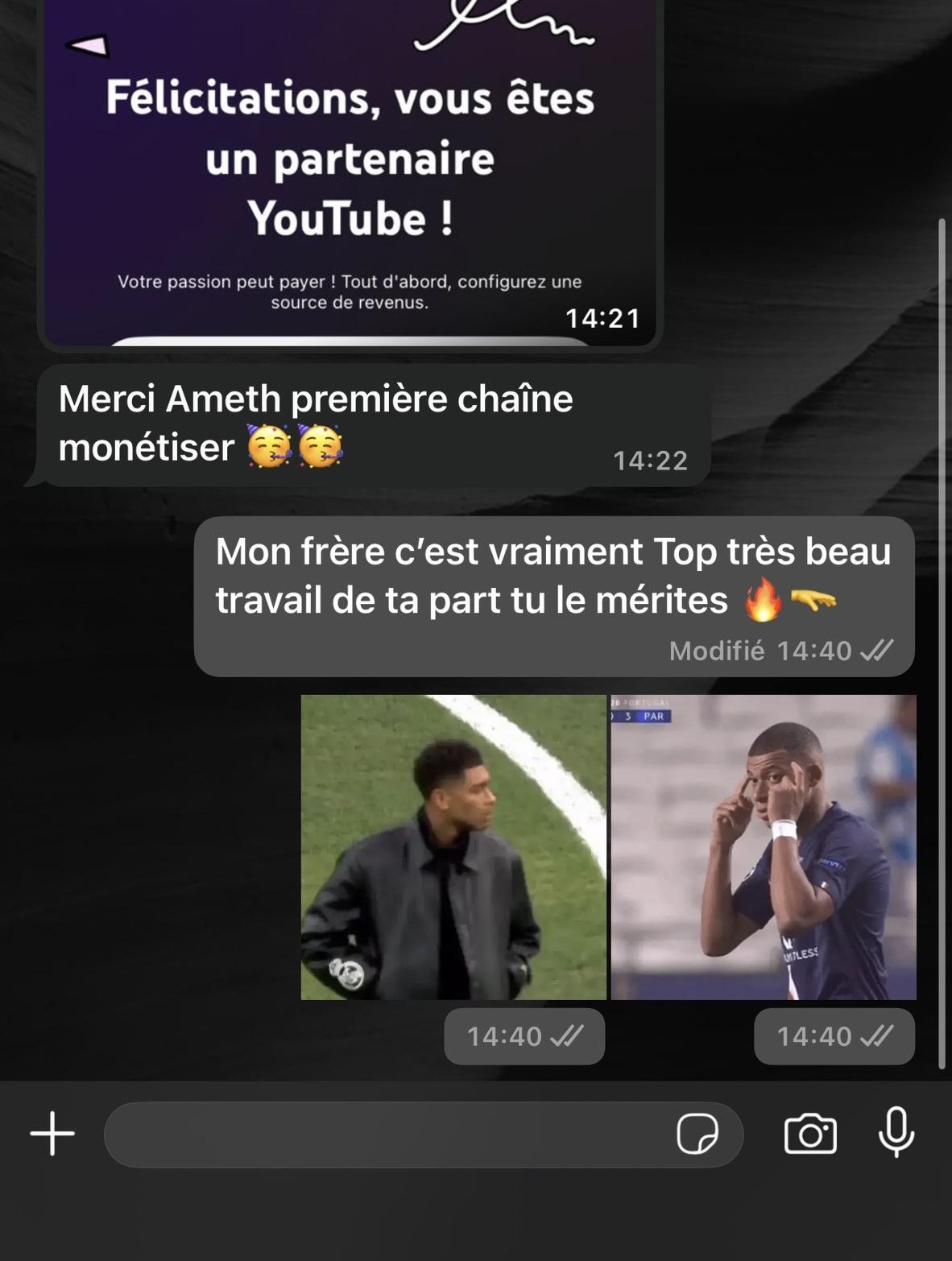 Élève : première chaîne monétisée et message de remerciement
